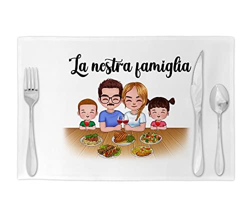 Tovaglietta Personalizzata con Disegno di Famiglia – Con Nomi o Frase – Idea Regalo per Casa, Ufficio, Scuola o Tempo Libero – Colazione e Pranzo