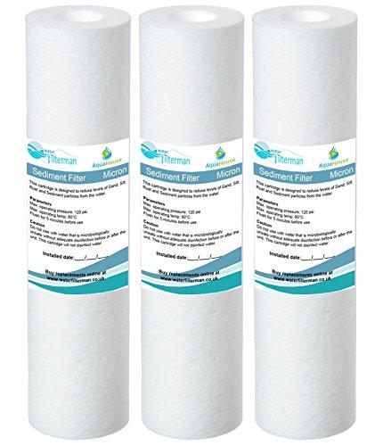 AquaHouse - 3 cartucce per filtro dell’acqua a sedimenti, lunghezza 25,4 cm, per impianti a osmosi inversa e sistemi di lavaggio a stecca e filtrazione di particelle