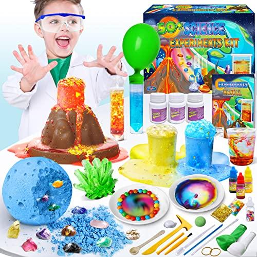 UNGLINGA 50+ Esperimenti Scientifici per Bambini, Scienziati-kit Esperimenti di Scienza, Gioco Scientifico Bambini, Laboratorio di Chimica, Vulcano, Scavare Minerali