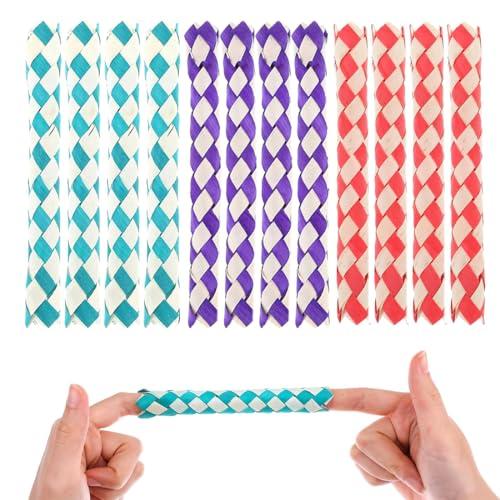 OHREN 12 pezzi Trappole cinesi per dita in plastica, Classiche trappole per dita, Cattura delle dita, Colori assortiti per feste di compleanno, Bomboniere e sacchetti (colori assortiti)