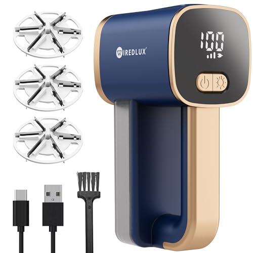 Levapelucchi Elettrico WiredLux - Levapelucchi Ricaricabile per Vestiti e Mobili - Luce LED, 3 Velocità Regolabili, Spazzola a 6 Lame, Ricarica USB - Togli Pelucchi con Doppia Protezione