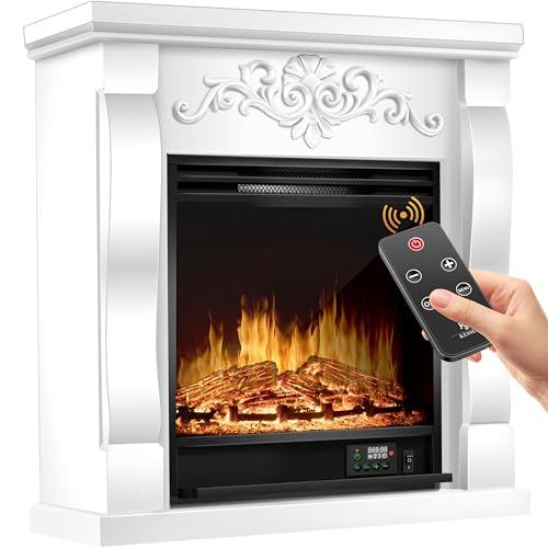 KESSER® Caminetto Elettrico da Appoggio - Effetto Fiamma LED 3D, Funzione Riscaldamento, Potenza 1800W (Villa/Weiß)