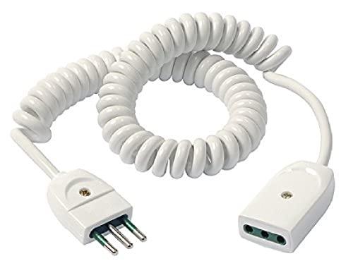 Vimar 0P32347.B. Prolunga estensibile a spirale 3m. Cavo elettrico a molla. Potenza Massima Prelevabile 1300 W
