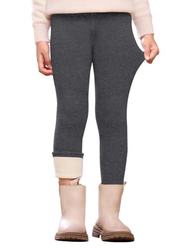 Kfnire Leggins Felpati Bambina Invernali Leggins Termici Bambina con Fodera in Pile Caldi Morbidi ed Elastici (Grigio Scuro,140)