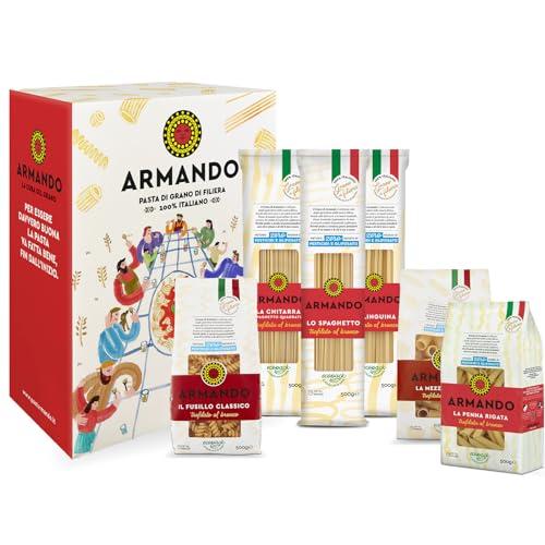 ARMANDO - Box Degustazione con 6 Pacchi da 500g di Pasta di Semola di Grano Duro di Filiera 100% Italiano - Trafilata al Bronzo – Ideale Confezione Regalo - Totale 3kg