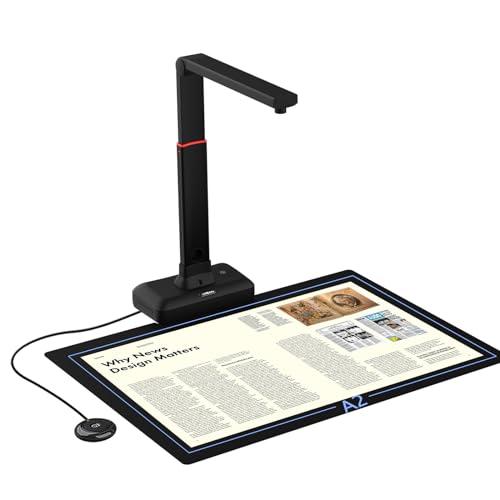 VIISAN Scanner per libri - Scanner portatile da 27 MP max A2. Ideale per periodici, libri, documenti. Supporta A3/A4/A5, schede. OCR multilingue, Mac/Windows