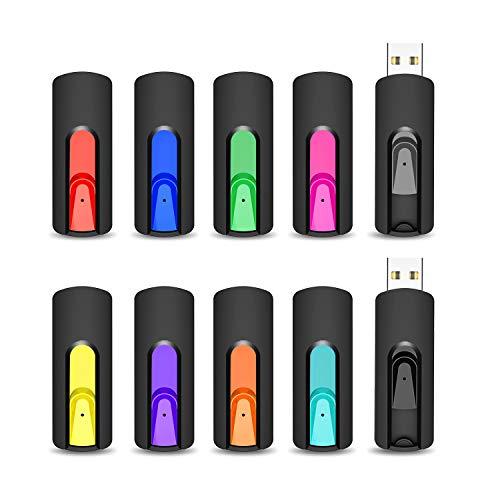 Chiavette USB 16GB da 10 Pezzi, Vansuny Pendrive USB 2.0 16 GB USB Unità Flash 16 Giga Memoria USB con Design Retrattile per Laptop PC TV Computer, Confezione da 10 Portatile Colorato