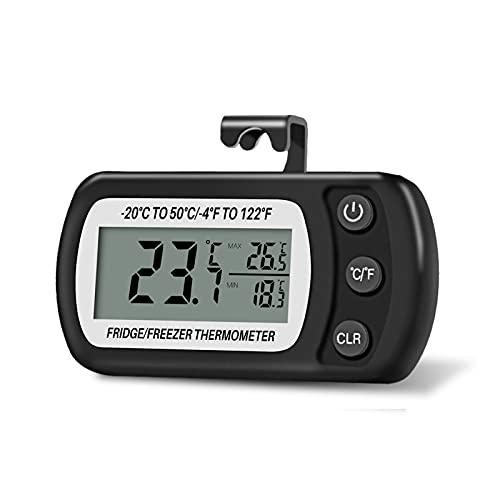 Thlevel Termometro Frigorifero Termometro Digitale per Frigorifero Congelatore Impermeabile con Gancio, Display LCD, Funzione Max/Min