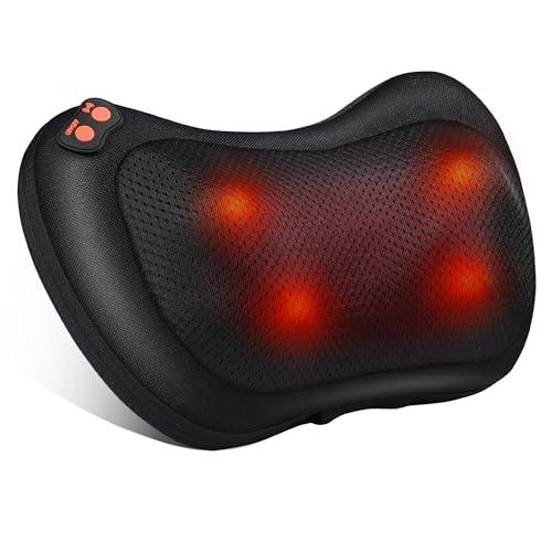 Cuscino Massaggiante Shiatsu Massaggiatore Collo e Spalle con Calore e Testine Massaggianti 3D Rotanti per il Rilassamento Muscolare, Adatto per Casa, Ufficio e Auto Uso