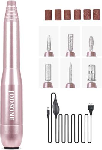JODSONE Fresa per unghie senza fili 20000 giri/min - 6 in 1 lima elettrica per unghie in gel