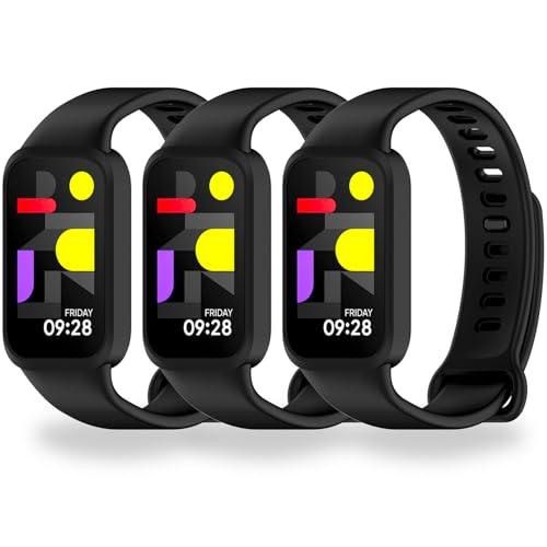 BABEJIA 3 Pezzi Cinturini Compatibili con Xiaomi Smart Band 9 Active e Redmi Band 3, Cinturino Morbidi e Sportivi, Traspiranti, Regolabili, A Sgancio Rapido, Stile Ufficiale