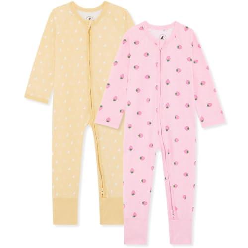 Bramble & Bear Confezione da 2 Tutine per Bambini e Bambine, Pigiami in Cotone Biologico, Tutine con Zip Intera e Facile Accesso, Bacca e Orso, 0-3 Mesi