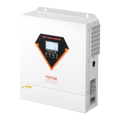VEVOR Invertitore Solare Ibrido, Invertitore per Sistema Fuori Rete di Potenza a Onda Sinusoidale Pura Tutto in Uno, 24 V CC 220/230 V CA, 3500 W, con Regolatore Solare da 100 A Integrato