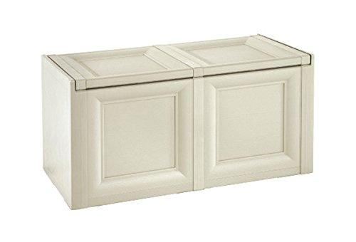 Baule Esterno in Resina con Coperchio Dimensioni 86x40x42 cm colore Angora finitura effetto Legno - 8086012 Omnimodus