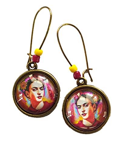 Orecchini Pendenti Cabochon, Ispirati a Frida Idea Originale per Regalo Natale, Fatto a Mano, Gioielli Donna