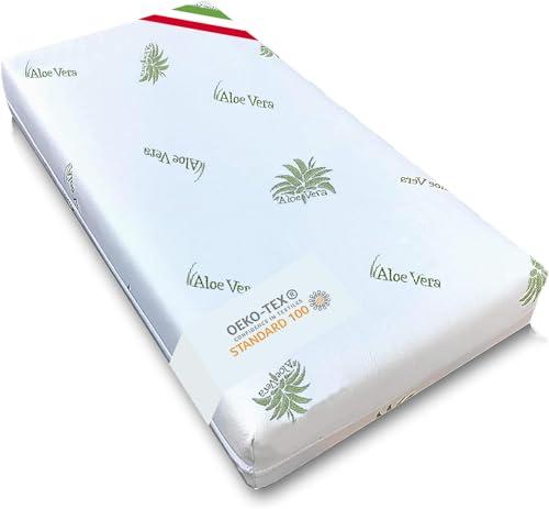 Kiby® Materasso per Lettino in Aloe Vera 140x70x12 cm (Certificato OEKO-TEX® e CERTIPUR™), Materasso Culla per Lettino Neonati, Lavabile Sfoderabile
