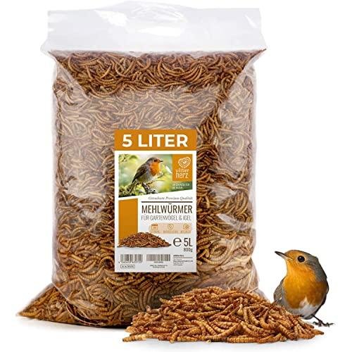 cuore di animali selvatici I Noble Vermi della farina essiccati 5 litri I Vermi della farina essiccati per uccelli e ricci I 800 g Vermi della farina essiccati, becchime