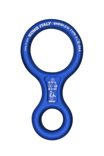 Kong. 8 Classic – Discensore in Alluminio. Controllo Fluido della Discesa. Per Corde 9-12mm. Leggero e Resistente. Made in Italy. Certificato EN 15151-2 UIAA. Peso 110g. Blu