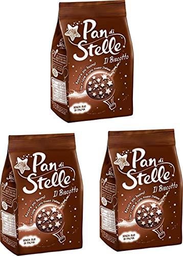 Mulino Bianco Pan di Stelle Biscotto con Cacao, Nocciole e Molte Magiche Stelline di Glassa 350g, Confezione da 3
