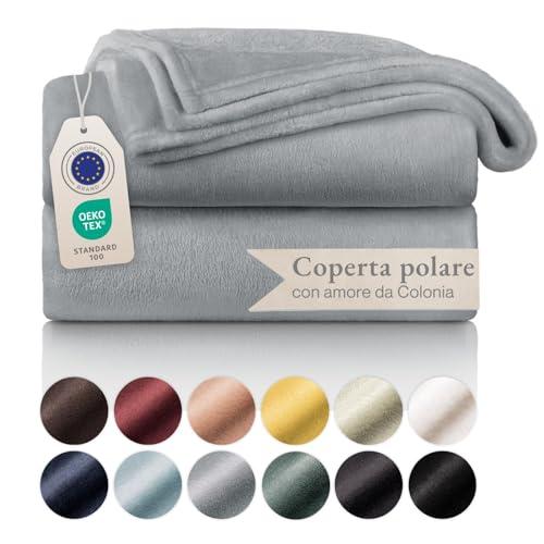 Blumtal Coperta in pile, 220 x 240, colore grigio, certificata Oeko-TEX®, coperta da divano, coperta in pile, spessa, morbida, calda, di alta qualità
