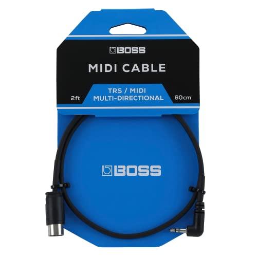 BOSS BMIDI-2-35 – 60 cm / 2ft – Cavo MIDI salvaspazio da TRS da 3,5 mm a MIDI a 5-Pin Multidirezionale – offre una connettività di qualità per i pedali BOSS
