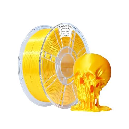 iBOSS PLA Plus (PLA+) - Filamento per stampante 3D in seta lucida, 1,75 mm, filamento in seta, stabilità dimensionale +/- 0,02 mm, bobina da 1 kg (2,2 lbs) per stampante 3D FDM, oro giallo