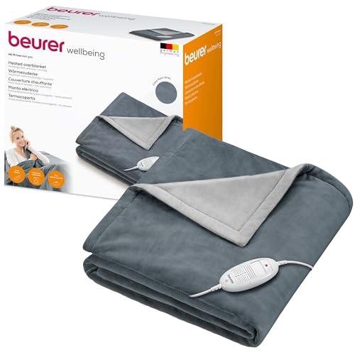 Beurer HD 75 Termocoperta Morbida Coperta Riscaldata, 6 Livelli di Temperatura, Lavabile in Lavatrice, con Spegnimento Automatico ed Extra Sicura 180 x 130 cm, Color Grigio Scuro