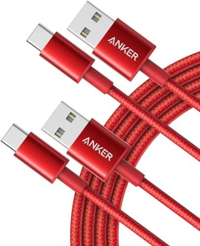 Anker cavo usb type-c, 331 confezione da 2 cavo usb c, doppio nylon intrecciato da USB C a USB 2.0, cavo di ricarica per iPhone 15/15Plus/15 Pro/15 ProMax Samsung Galaxy S10 S10+, LG V30(180cm)