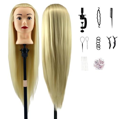 Aofadaning Set professionale da parrucchiere per bambini – Testa di manichino con supporto per parrucche e parrucchieri (oro pallido)