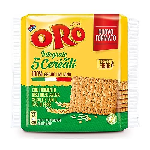 Oro Saiwa 5 Cereali, Biscotti Integrali con Frumento, Riso, Orzo, Avena e Segale, Fonte di Magnesio e Ricco di Fibre, 100% Grano Italiano, 420g