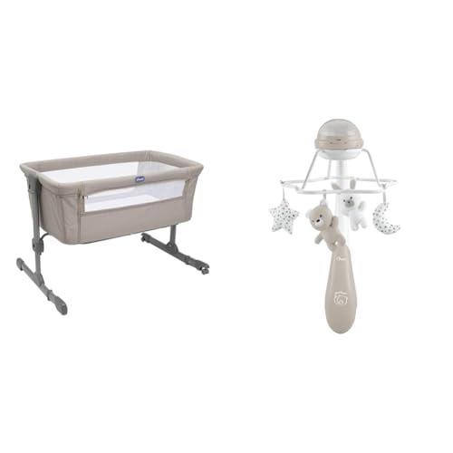 Chicco Next2Me Essential Dune Culla Neonato Fianco Letto, Sostenibile, Compatibile con Diversi Letti Giostrina Evolutiva Arcobaleno 3in1, per Culle e Lettini, 3 Configurazioni, 0+ mesi