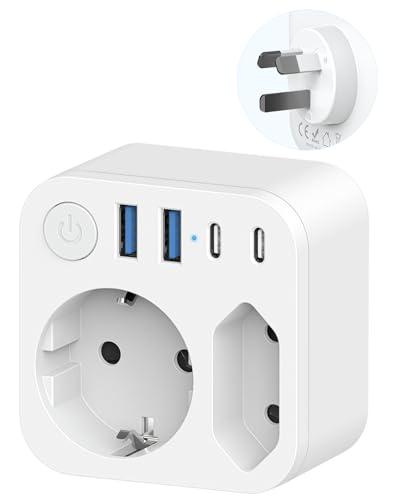 Adattatore da viaggio Australia Germania spina con 4 USB (2 tipo C), 2 adattatori da viaggio Nuova Zelanda, spina da viaggio adattatore Schuko a tipo I per Nuova Zelanda Australia Cina Argentina