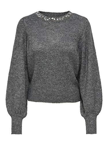 ONLY Onlelsa L/S Pullover Knt Maglione, Melange Grigio Medio, L Donna