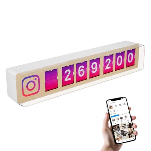 Smiirl - Contatore istantaneo di Follower Instagram - Collegato ai Tuoi Social Network Aziendali in Tempo Reale - Potenzia la visibilità e fidelizza - Struttura in Legno - Wi-Fi - 7 Numeri