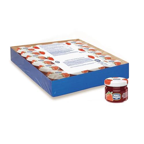 Menz&Gasser Confettura Extra di Fragole Monodose Premium Quality, Lavorata con Passione in Trentino-Südtirol, con Frutta di Alta Qualità, 24 Vasetti x 28 g