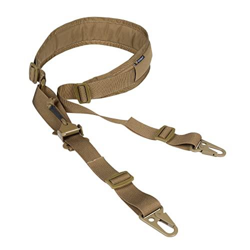 IDOGEAR Cinghia per Fucile 2 Punto fionda tradizionale imbracature Cinghia Bipunto con Regolatore di lunghezza ispessito spallacci Ganci in metallo (Coyote Brown)