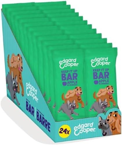 Edgard & Cooper Snack per cani, Keep it Up Barretta (Mela, 24 x 30g bar), Snack senza cereali di origine vegetale, a base di frutta, perfetti per l'allenamento