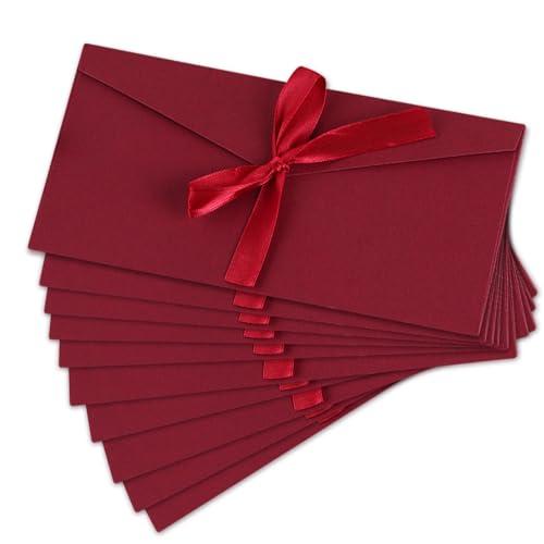 XNIVUIS Confezione da 10 buste regalo, buste in carta kraft retrò con fibbia, buste regalo con nastri, buste vintage per inviti, auguri, festa della mamma, Ringraziamento, San Valentino (rosso)