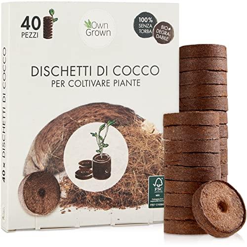 OwnGrown Compresse Terriccio Di Cocco Con Sostanze Nutritive - 40 Pezzi, senza Ripicchettare e senza Torba - Terriccio Fibra Di Cocco Per Orchidee, Bonsai, Piante grasse, Verdi, Da Interno
