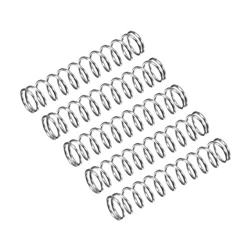 QUARKZMAN Compressione Molla, 5pz 304 Acciaio Inossidabile, 5mm OD, 0.5mm Filo Dimensione, 25mm Libero Lunghezza, Argento Tono