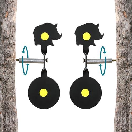 2 pezzi, bersagli auto-ritornativi Target in metallo Spinner Target Tiro con l'arco Dischi di tiro e cartelli a freccia Reset automatico (cinghiale, 2)