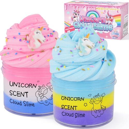 Slime Nuvola Unicorno 2 Pezzi – Kit Slime Profumato per Bambini, Ragazze, Ragazzi e Adolescenti – Giocattolo Carino e Preppy, Regalo di Compleanno, Feste, Calze Natalizie