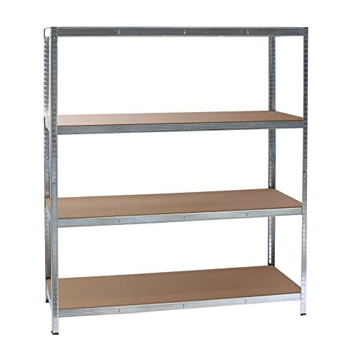 Wiltec Scaffale per carichi pesanti zincato 160x60x180cm Scaffale a incastro 4 ripiani 175kg/piano