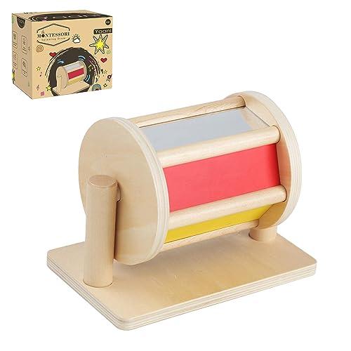 YAANI Tamburo Rotante Montessori per Neonati e Bambini 6-24 Mesi, Giochi Educativi 1-2 Anni, Metodo Montessori, Giocattolo Sensoriale e Sviluppo Motorio