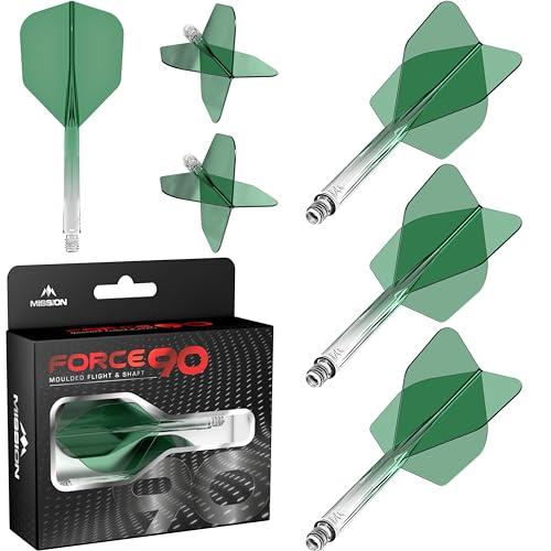 Mission Darts Force 90 | Freccette con sistema integrato di precisione e asta, confezione da 3 alette e steli combinati professionali altamente durevoli | Standard No.6