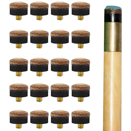 LAJUP 20 Pezzi Puntali per Stecca da Biliardo da 12 mm- Punte di Ricambio Avvitabili in Ottone per Stecca da Biliardo per Biliardo Biliardo, Puntali Marrone Duro