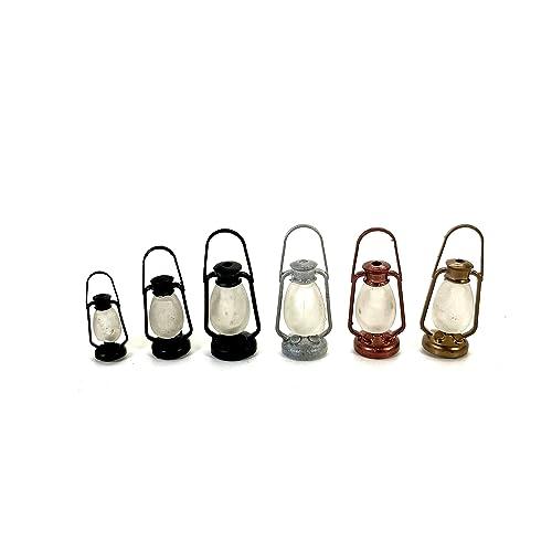 Lanterna lume antico per presepi e diorami con microlampada led 12V - DL133 (3x1 cm, Bronzo+led rosso tremolante)
