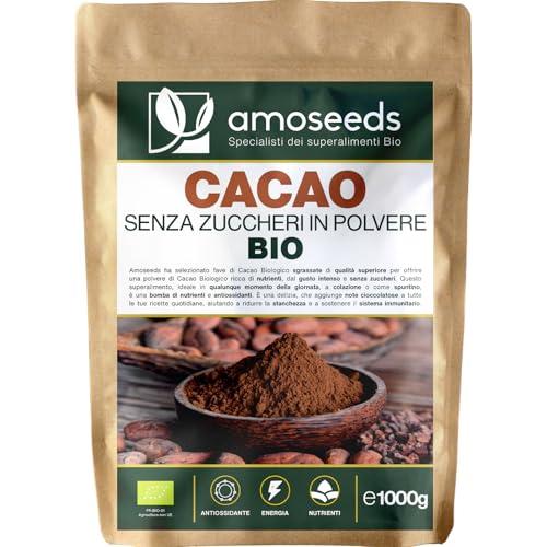 Cacao Senza Zuccheri in polvere BIO 1KG | Fave sgrassati di Cacao Bio, 100% puro | Gusto Intenso di Cioccolato | Qualità superiore