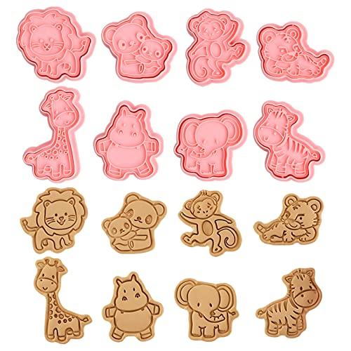 Xzeemo 8 Pz Formine Biscotti Animali Foresta, 3D Stampi Biscotti Plastica, Formine Animali per Biscotti Bambini, Tagliabiscotti con Stampa, Stampo per Biscotti per Decorare Biscotto Torta (A)