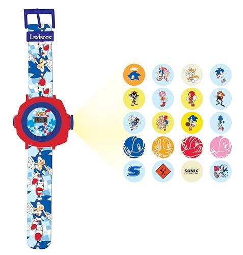 Lexibook, SEGA Sonic The Hedgehog, Orologio da proiezione regolabile con schermo digitale, Proietta 20 immagini di Sonic, per bambini, Blu/rosso, DMW050SN